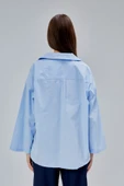 Bebe Mavisi Oversize Poplin Gömlek - 7