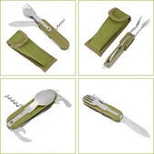 7 si 1 Arada Katlanır Çatal Bıçak Takımı, Çıkarılabilir Paslanmaz Çelik Kamp Çatal Bıçak Takımı thumbnail 5