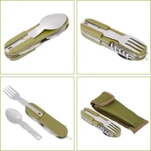 7 si 1 Arada Katlanır Çatal Bıçak Takımı, Çıkarılabilir Paslanmaz Çelik Kamp Çatal Bıçak Takımı thumbnail 4