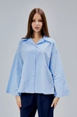 Bebe Mavisi Oversize Poplin Gömlek - 5
