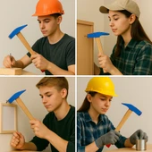 200gr Profesyonel Ahşap Saplı Çift Taraf Çekiç 9 cm Çelik Baş Ergonomik Çakma İnce İşçilik Dayanıklı - 3