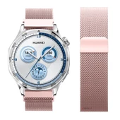 Huawei Watch GT5 46mm Uyumlu Manyetik Milanese Loop Metal Kordon   Pembe - 3