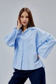 Bebe Mavisi Oversize Poplin Gömlek - 1