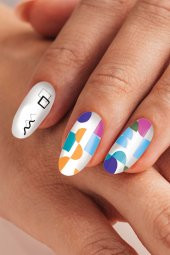 Geometrik Desenler Tırnak Dövmesi, Tırnak Tattoo, Nail Art, Tırnak Sticker - 1