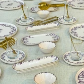 Glore Botanica 32 Parça 6 Kişilik Altın Yaldızlı Seramik Kahvaltı Takımı - 3