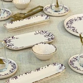 Glore Botanica 32 Parça 6 Kişilik Altın Yaldızlı Seramik Kahvaltı Takımı - 6
