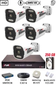 FURY 5 Kameralı Ip Güvenlik Kamerası Seti Sesli 4mp Gece Renkli Su Geçirmez 1506s 250GB thumbnail 2