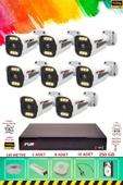 FURY 8 Kameralı 6 Warm Led Gece Renkli Görüş-Cepten İzle-Su Geçirmez Güvenlik Kamerası Seti 250GB - 1