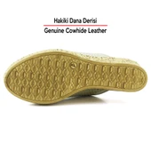 Erkan Saçmacı Aria Bej Hakiki Dana Derisi Önü Kapalı Mantar Taban Görünümlü Dolgu Topuklu Terlik - 6