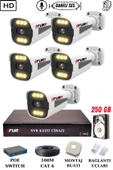 FURY 5 Kameralı Ip Güvenlik Kamerası Seti Sesli 4mp Gece Renkli Su Geçirmez 1506s 250GB thumbnail 1