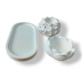 Dekoratif Çiçekli ve Lotus Mumluk Seti thumbnail 2