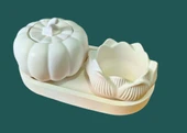 Dekoratif Bal Kabağı ve Lotus Mumluk Seti - 1