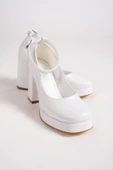 Kadın Bilekten Bağlamalı Beyaz Platform Topuklu Gelinlik Ayakkabısı thumbnail 1