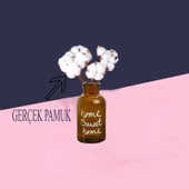 Cam Vazolu Pamuk Çiçek Dekor Amber Renk Gerçek Pamuk Kozalı - 3