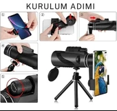 TechTic 80x100 Taşınabilir Monoküler Dürbün Teleskop Uzun Menzilli Tek Göz Dürbün Avcılık Spor Kamp - 6