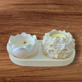 Dekoratif Çiçekli ve Lotus Mumluk Seti - 1