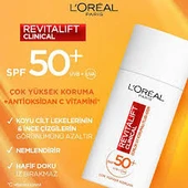 L'Oreal Paris Revitalift Clinical Spf 50+ Günlük Yüksek Uv Korumalı Yüz Güneş Kremi 50ml - 2
