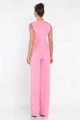 Pembe Kadın Astarlı Yelek Slim Fit Pantolon İkili Takım - 3