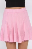 Pembe Bel Lastikli Şort Etek - 4