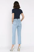Açıkmavi Kadın Yüksek Bel Taş İşlemeli Jean Kot Pantolon - 3