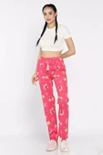 Fuşya Kadın Çiçek Baskılı Bel Lastikli Pijama Altı - 1