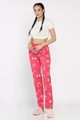 Fuşya Kadın Çiçek Baskılı Bel Lastikli Pijama Altı - 2