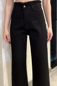Siyah Kadın Bel Ve Paça Püsküllü Yüksek Bel Jean Kot Pantolon - 4