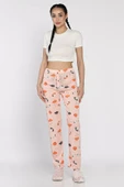 Pudra Kadın Baskılı Bel Lastikli Pijama Altı - 1