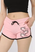 Pembe Baskılı Kadın Mini Şort - 3