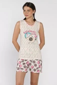 Taş Kadın Baskılı Şortlu Pijama Takımı - 2