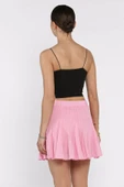 Pembe Bel Lastikli Şort Etek - 3