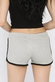 Gri Biyeli Kadın Baskılı Mini Şort - 3