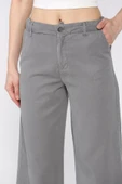 Gri Kadın Yüksek Bel Pantolon - 4