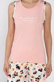 Pudra Kadın Çiçek Baskılı Şortlu Pijama Takımı - 4