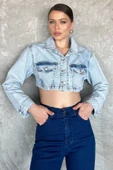 Buzmavisi Kadın Crop Top Jean Kot Ceket - 2