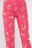 Fuşya Kadın Çiçek Baskılı Bel Lastikli Pijama Altı - 4