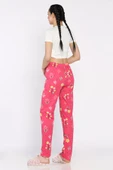 Fuşya Kadın Çiçek Baskılı Bel Lastikli Pijama Altı - 3