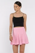 Pembe Bel Lastikli Şort Etek - 2