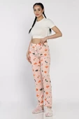 Pudra Kadın Baskılı Bel Lastikli Pijama Altı - 2