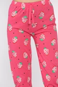 Fuşya Kadın Çilek Baskılı Bel Lastikli Pijama Altı - 4