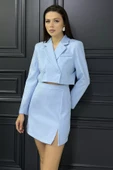 Bebemavisi Çizgili Crop Top Ceket Şort Etek İkili Takım - 1