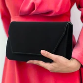 Erkan Saçmacı Siyah Süet Zincir Askılı Manyetik Kapaklı İç Cepli Zarif Abiye El Çantası - 2