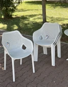 Beyaz Royal Rattan Yuvarlak Camlı Masa Takımı 4 Kişilik Camlı Balkon Teras Bahçe Masa Takımı A Plus - 2