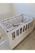 60x100 Beşik Kenar Koruma - 40cm Yükseklik - %100 Pamuk Kumaş - Antialerjik - Yıkanabilir - 3