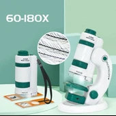 TechTic Dijital Mikroskop Seti 60-180x Büyütme El Mini Eğitici Çocuk Mikroskobu 21 Parça Eğitici Set - 4