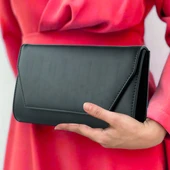 Erkan Saçmacı Siyah Zincir Askılı Manyetik Kapaklı İç Cepli Zarif Abiye El Çantası - 2