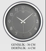 Dekoratif Duvar Saati Füme Gri 36 CM - 3