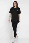 Siyah Kadın Bisiklet Yaka Tişört Tayt İkili Takım (m-l-xl Uyumludur) - 2