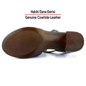 Erkan Saçmacı Elena Mavi Hakiki Dana Derisi Delik Detaylı Kalın Topuklu Rahat Günlük Sandalet - 6