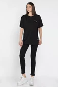 Siyah Kadın Bisiklet Yaka Tişört Tayt İkili Takım (m-l-xl Uyumludur) - 1